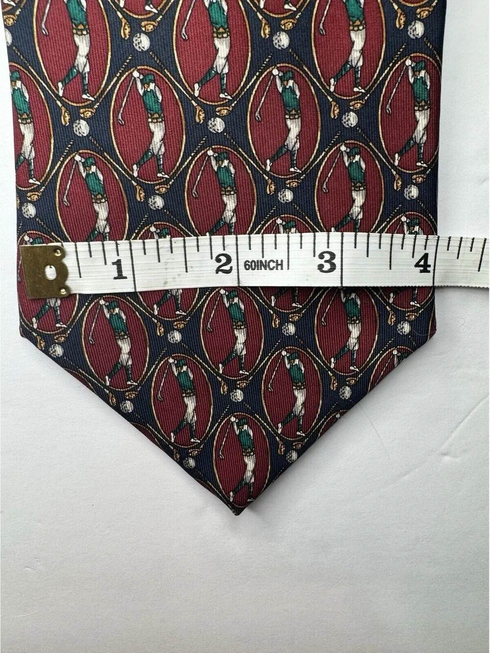 VTG Necktie Tommy Hilfiger Golf Golfer Tie 100% Italian Silk Geometric Red Blue